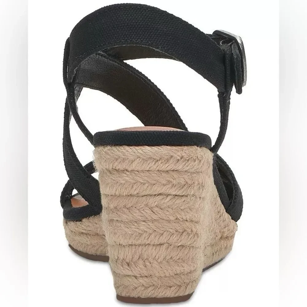 Lucky Brand Women's Mytila Strappy Espadrille Wedge Sandals Black Size 10 NEW